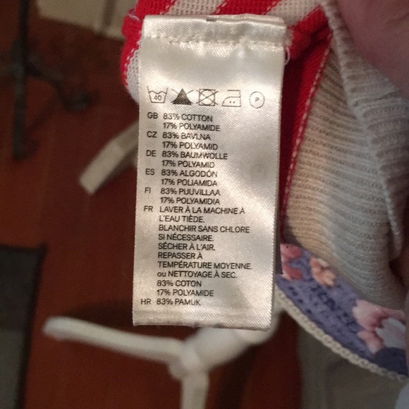 H&M Red & Cream Striped Cardigan sz Med - Picture 6 of 8